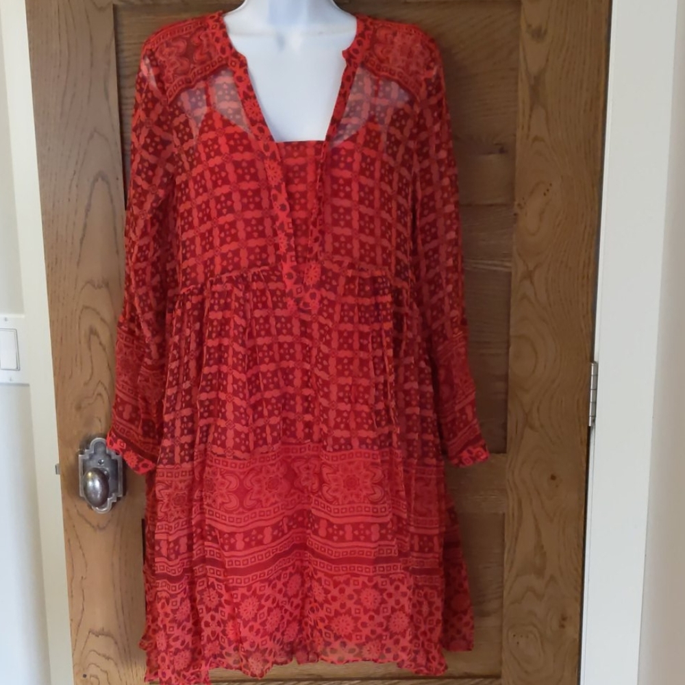 Anthropologie Maeve Red Tunic Dress